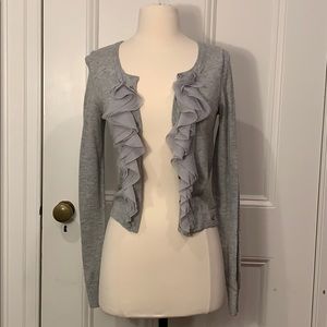 Gray Hollister Cardigan with Ruffled Border